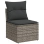 Set Divano da Giardino 6 pz con Cuscini Grigio in Polyrattan