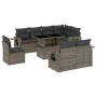 Set Divano da Giardino 9 pz con Cuscini Grigio in Polyrattan