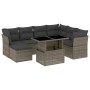 Set Divano da Giardino 8 pz con Cuscini Grigio in Polyrattan