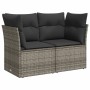 Set Divano da Giardino 8 pz con Cuscini Grigio in Polyrattan