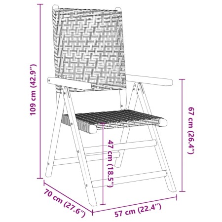 Sedie da Giardino 2 pz Nere Legno Massello Acacia e Polyrattan