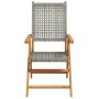 Sedie Giardino Reclinabili 6pz Grigie Polyrattan Legno Massello