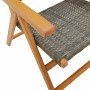 Sedie Giardino Reclinabili 6pz Grigie Polyrattan Legno Massello