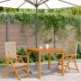 Sedie da Giardino 2 pz Beige Legno Massello Acacia e Polyrattan