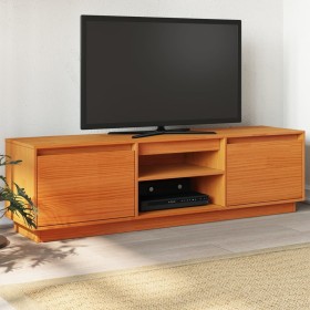 Mobile TV Marrone Cera 140x35x40 cm in Legno Massello di Pino