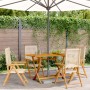 Sedie Giardino Reclinabili 4pz Beige Polyrattan Legno Massello