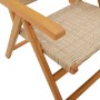 Sedie Giardino Reclinabili 4pz Beige Polyrattan Legno Massello