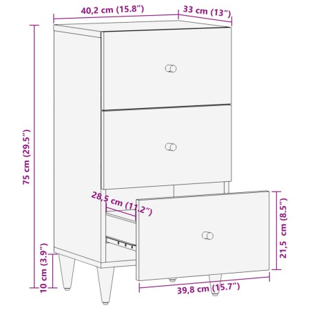 Credenza 40x33x75 cm in Legno Massello di Mango