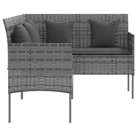 Set Divano a L con Cuscini 5 pz Grigio in Polyrattan