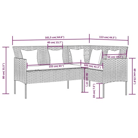 Set Divano a L con Cuscini 5 pz Grigio in Polyrattan