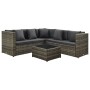 Set Divani da Giardino 4 pz con Cuscini in Polyrattan Grigio