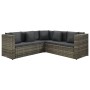 Set Divani da Giardino 4 pz con Cuscini in Polyrattan Grigio