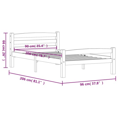 Giroletto Bianco in Legno Massello di Pino 90x200 cm