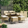 Set da Pranzo per Giardino 9 pz in Polyrattan Beige