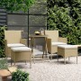 Set Bistrot da Giardino 5 pz Polyrattan e Vetro Temperato Beige