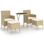 Set Bistrot da Giardino 5 pz Polyrattan e Vetro Temperato Beige