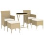 Set Bistrot da Giardino 5 pz Polyrattan e Vetro Temperato Beige