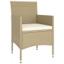 Set Bistrot da Giardino 5 pz Polyrattan e Vetro Temperato Beige