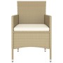 Set Bistrot da Giardino 5 pz Polyrattan e Vetro Temperato Beige