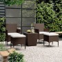 Set Bistrot Giardino 5 pz Polyrattan e Vetro Temperato Marrone