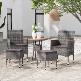 Set Divani da Giardino 5 pz in Polyrattan Grigio