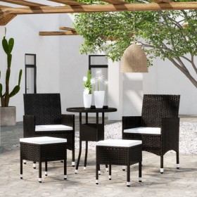 Set Divani da Giardino 5 pz in Polyrattan Nero