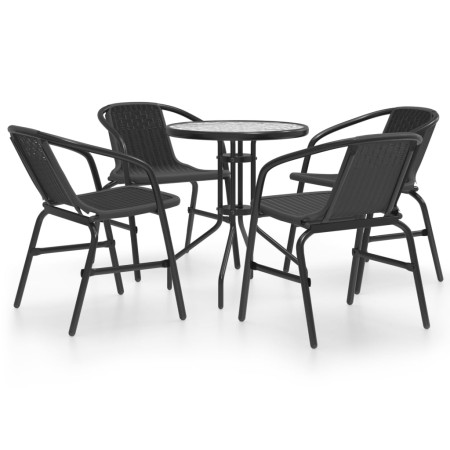 Set Mobili da Pranzo per Giardino 5 pz Nero