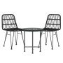 Set da Pranzo da Giardino 3 pz Nero in Polyrattan