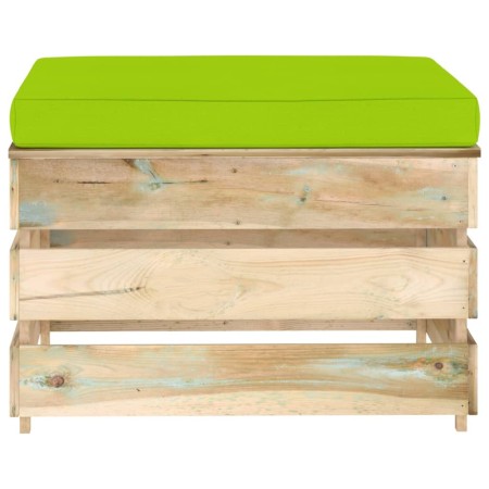 Ottomana Modulare con Cuscino in Legno Impregnato Verde