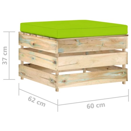 Ottomana Modulare con Cuscino in Legno Impregnato Verde