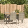 Set da Pranzo da Giardino 5 pz con Cuscini in Polyrattan Grigio