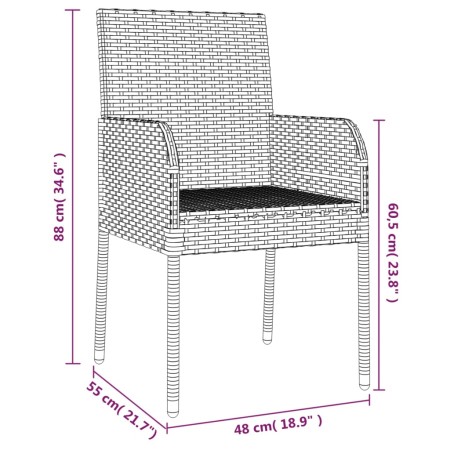 Set da Pranzo da Giardino 5 pz con Cuscini in Polyrattan Grigio