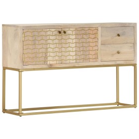 Credenza Oro 120x30x75 cm Legno Massello di Mango