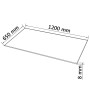 Piano Tavolo Vetro Temperato Rettangolare 1200x650 mm
