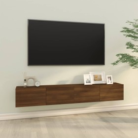 Mobili TV Muro 2pz Rovere Marrone 100x30x30cm Legno Multistrato