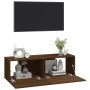 Mobili TV Muro 2pz Rovere Marrone 100x30x30cm Legno Multistrato