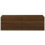 Mobili TV Muro 2pz Rovere Marrone 100x30x30cm Legno Multistrato