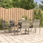 Set da Pranzo da Giardino 7 pz con Cuscini in Polyrattan Grigio