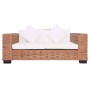 Set Divani 3 pz con Cuscini in Rattan Naturale