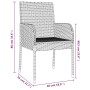 Set da Pranzo da Giardino 5 pz con Cuscini in Polyrattan Grigio