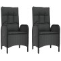 Set da Pranzo da Giardino 4 pz con Cuscini Nero in Polyrattan