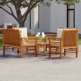 Set Salotto da Giardino 5 pz con Cuscini Legno Massello Acacia