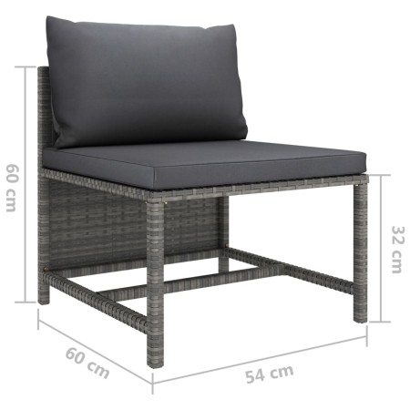 Set Divani da Giardino 12 pz con Cuscini in Polyrattan Grigio