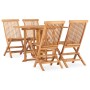 Set da Pranzo da Giardino 5 pz Pieghevole in Massello di Teak