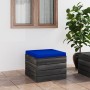 Pouf da Giardino su Pallet con Cuscino in Legno di Pino