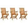 Sedie da Giardino con Cuscini Beige 3pz Legno Massello di Teak
