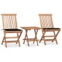 Set da Pranzo Giardino Pieghevole 3 pz Cuscino Massello di Teak