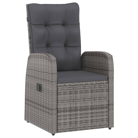 Set da Pranzo da Esterno 9 pz con Cuscini in Polyrattan Grigio