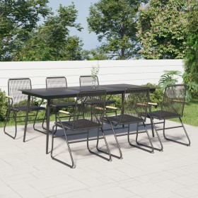 Set da Pranzo da Giardino 7 pz Nero in Rattan PVC