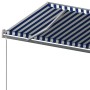 Tenda da Sole Retrattile Manuale con Pali 6x3 m Blu e Bianco